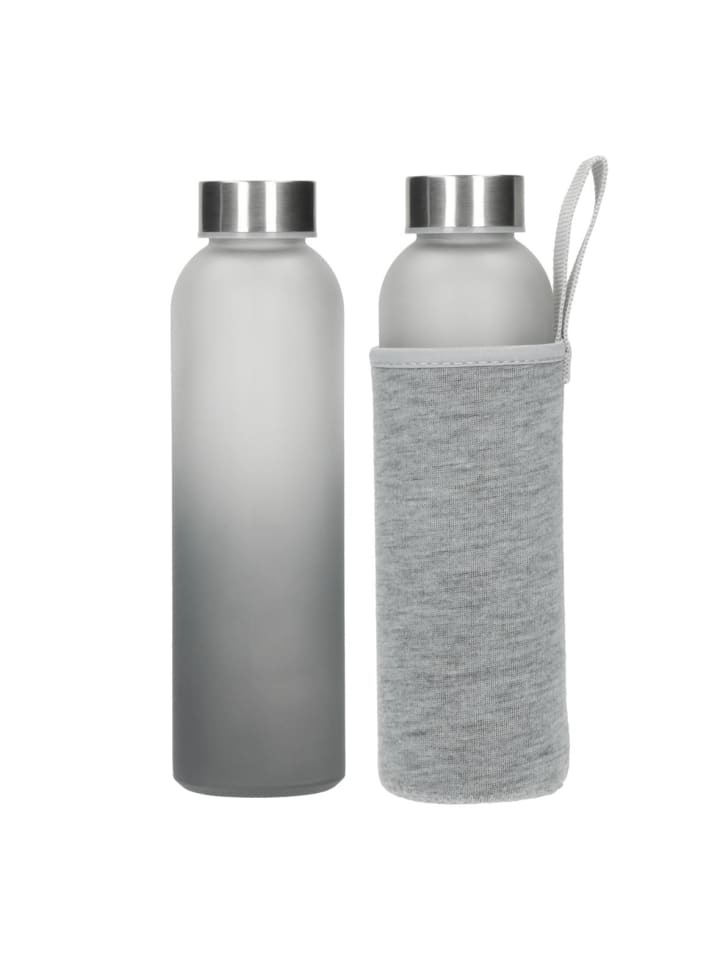Glasflasche mit Hülle "Iced" in transparent/grau - 450 ml