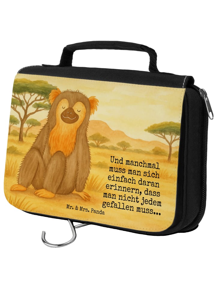 Kosmetiktäschchen Affe Design mit Spruch in Weiß