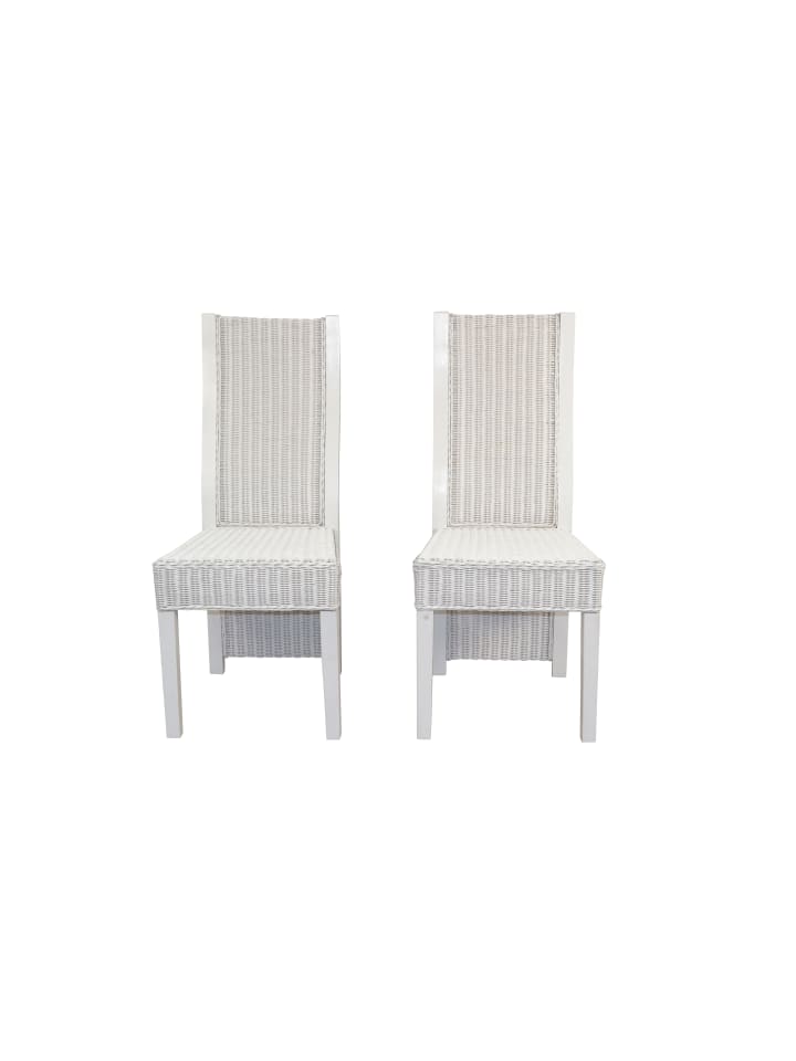 Rattanstuhl 2er-Set Hansi in weiß