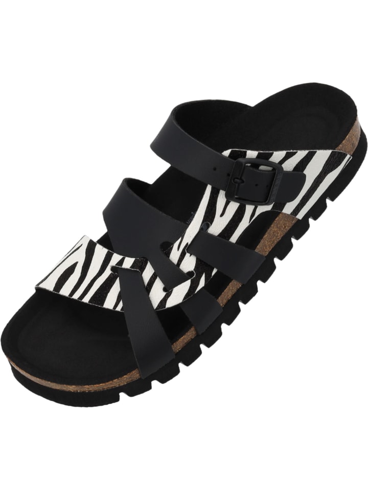 Pantoletten Kreta MP in Zebra Weiß