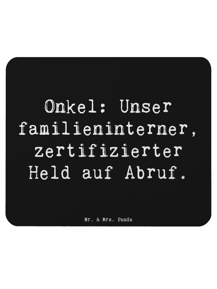 Mauspad Onkel-Held mit Spruch in Schwarz