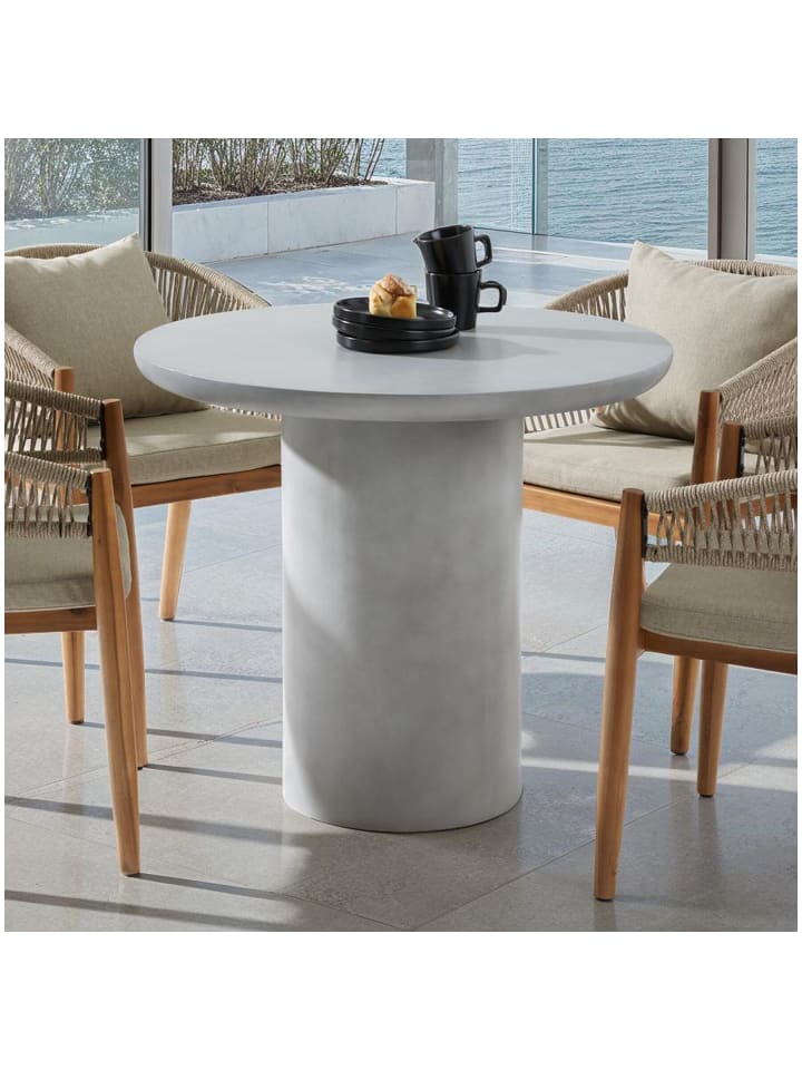 Runder Outdoor-Tisch 86,5x75,5 cm, Betonoptik, Bodenschoner, rund