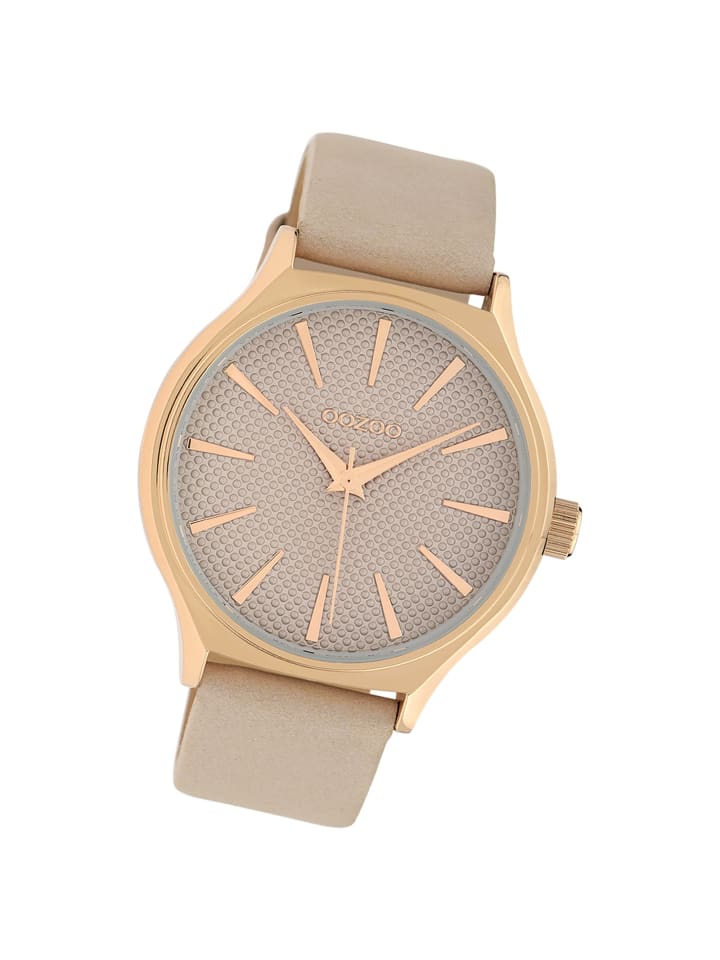 Analog-Armbanduhr Oozoo Timepieces taupe, hellbraun groß (ca. 42mm)