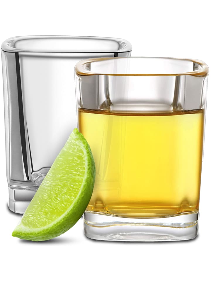 12 Schnapsgläser Eckig aus Glas 6cl - Spülmaschinenfest - Standfest