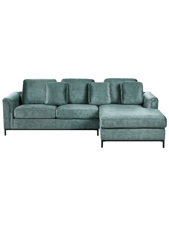 4-tlg Ecksofa OSLO in Blau/Schwarz linksseitig