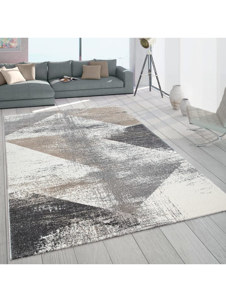 Teppich Kurzflor Farbverlauf Wohnzimmer schmutzabweisend in Grau