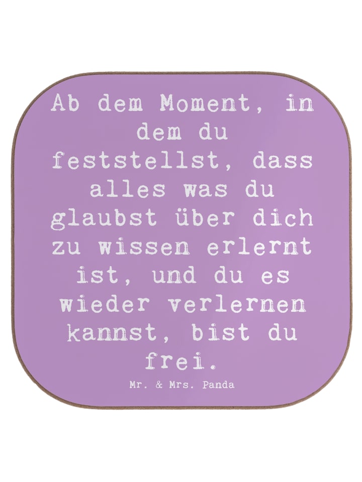 Glas-Untersetzer Spruch Erleuchtung und Freihei... in Lavendeltraum