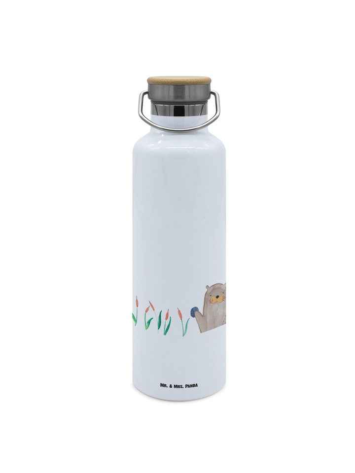 Wasserflasche Otter Stein ohne Spruch in Weiß