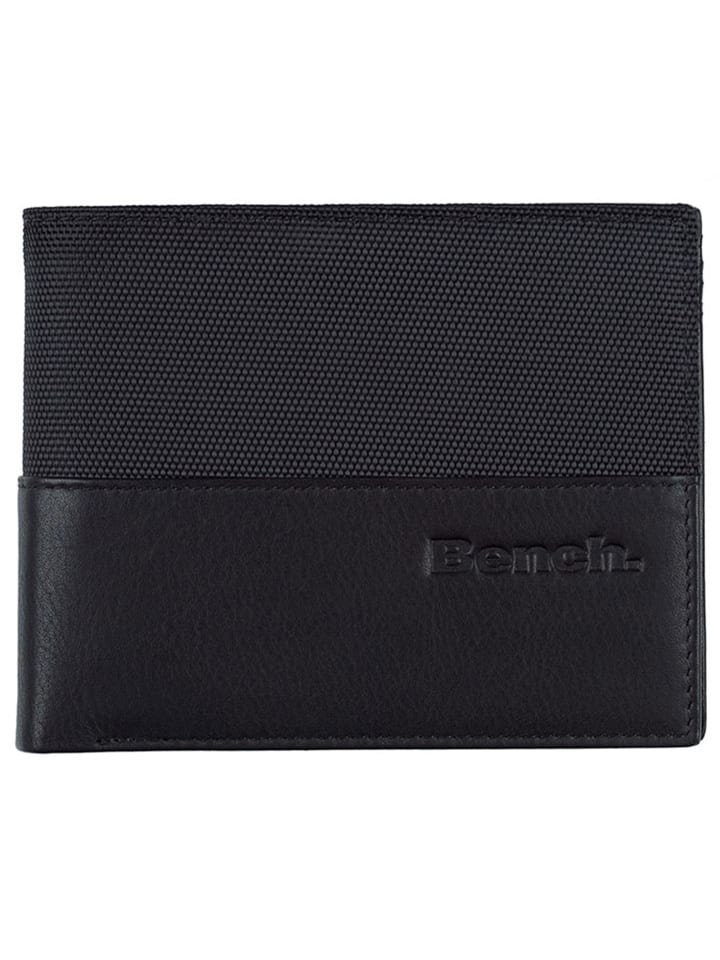 Carbon Geldbörse Leder 12 cm schwarz