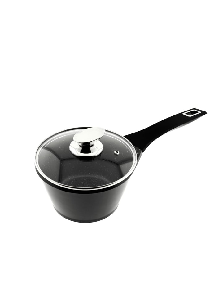 Sauce Pfanne Stiel Kasserolle Topf Bratpfanne Induktion Ø18cm in Schwarz