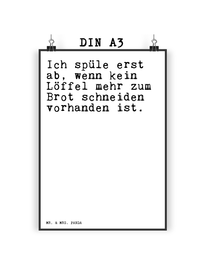Wandbild Ich spüle erst ab,... mit Spruch in Weiß