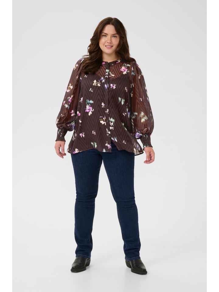 Langarm - Hemd KCclara Regular fit in Black Coffee/Multi col.Flowers
