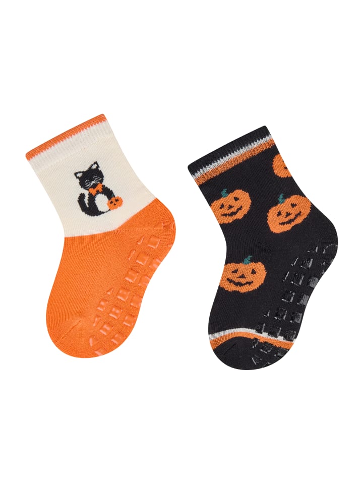 ABS Socken 2er-Pack Katze in weissorange
