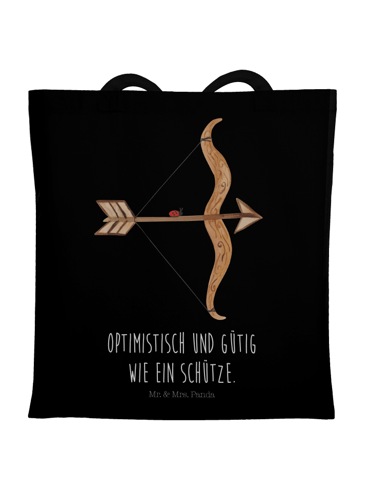 Tasche Sternzeichen Schütze mit Spruch in Schwarz