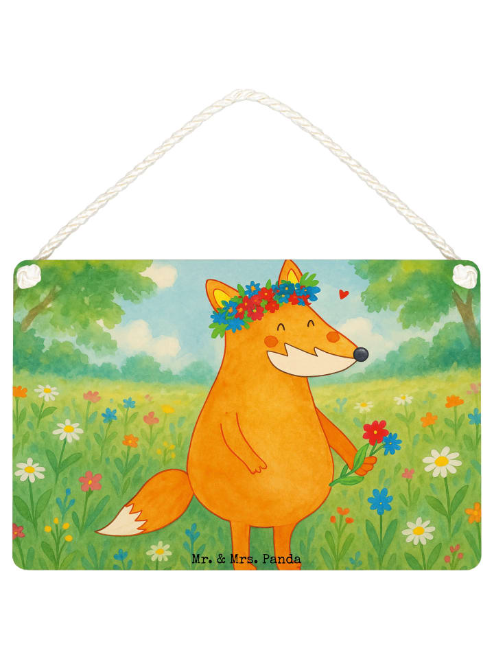 Schild Fuchs Blumen Design ohne Spruch in Weiß