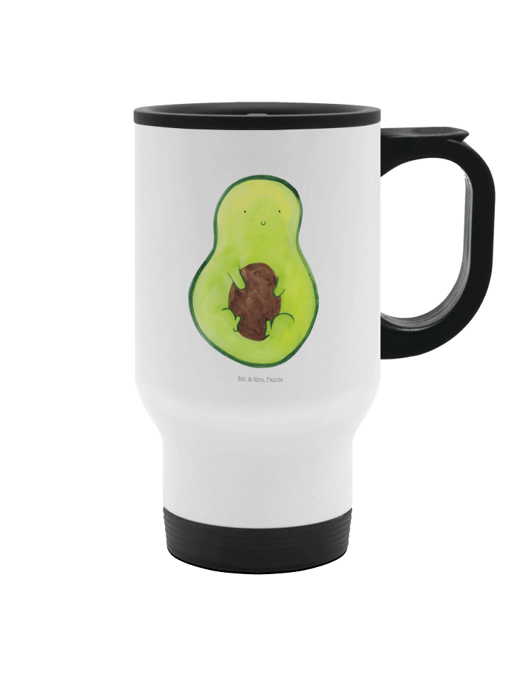 Travel Mug Avocado Kern ohne Spruch in Weiß