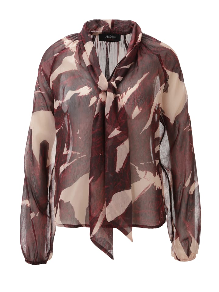 Schlupfbluse in bordeaux-beige-schwarz