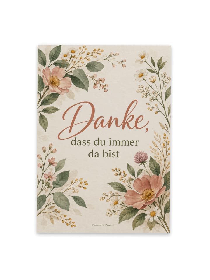Postkarte Blume warm Design mit Spruch in Weiß