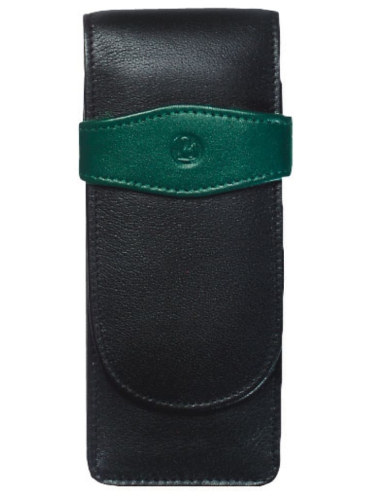 Schreibgeräteetui Leder TG 32 schwarz-grün für 3 Schreibgeräte
