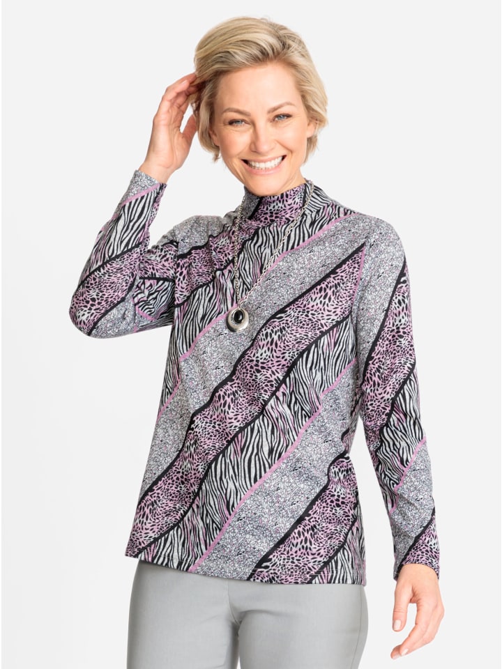 Winter-Shirt in orchidee-schwarz-bedruckt