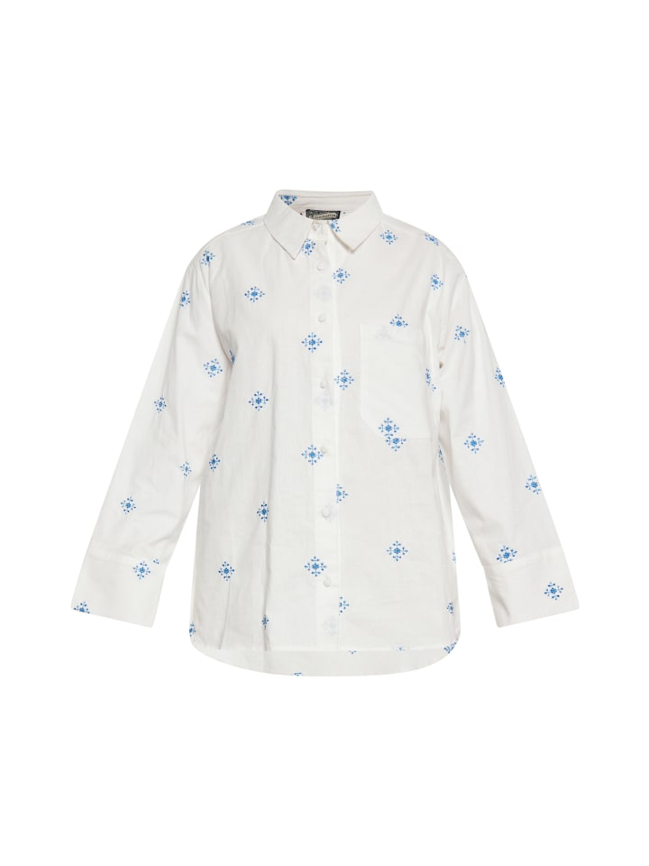 Damen Bluse in Wollweiss Blau