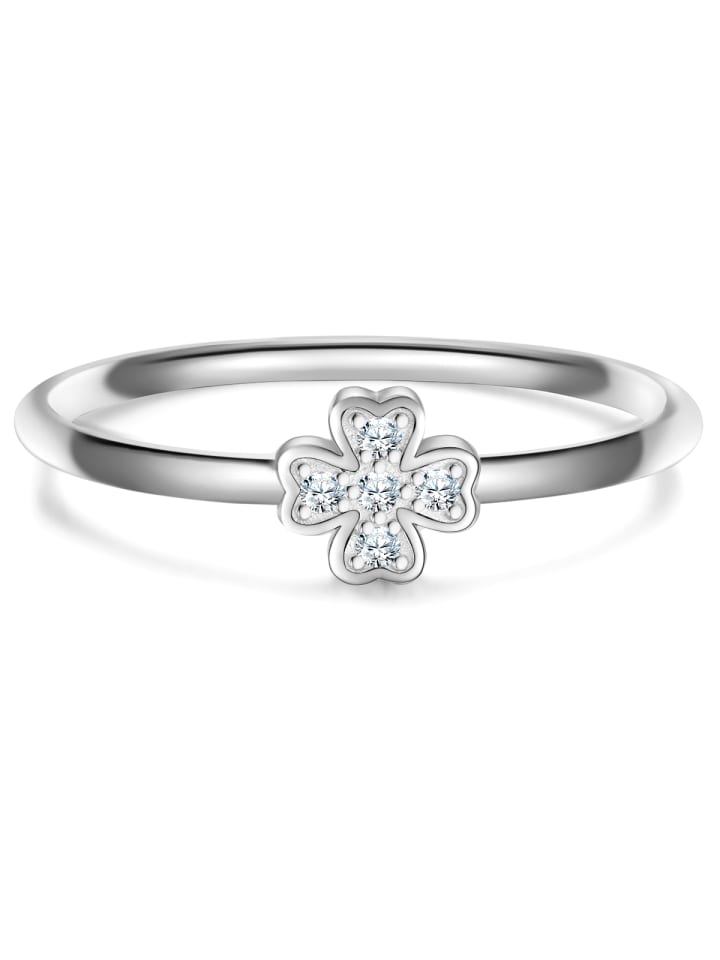 Ring Kleeblatt aus Sterling Silber mit Zirkonia in silber
