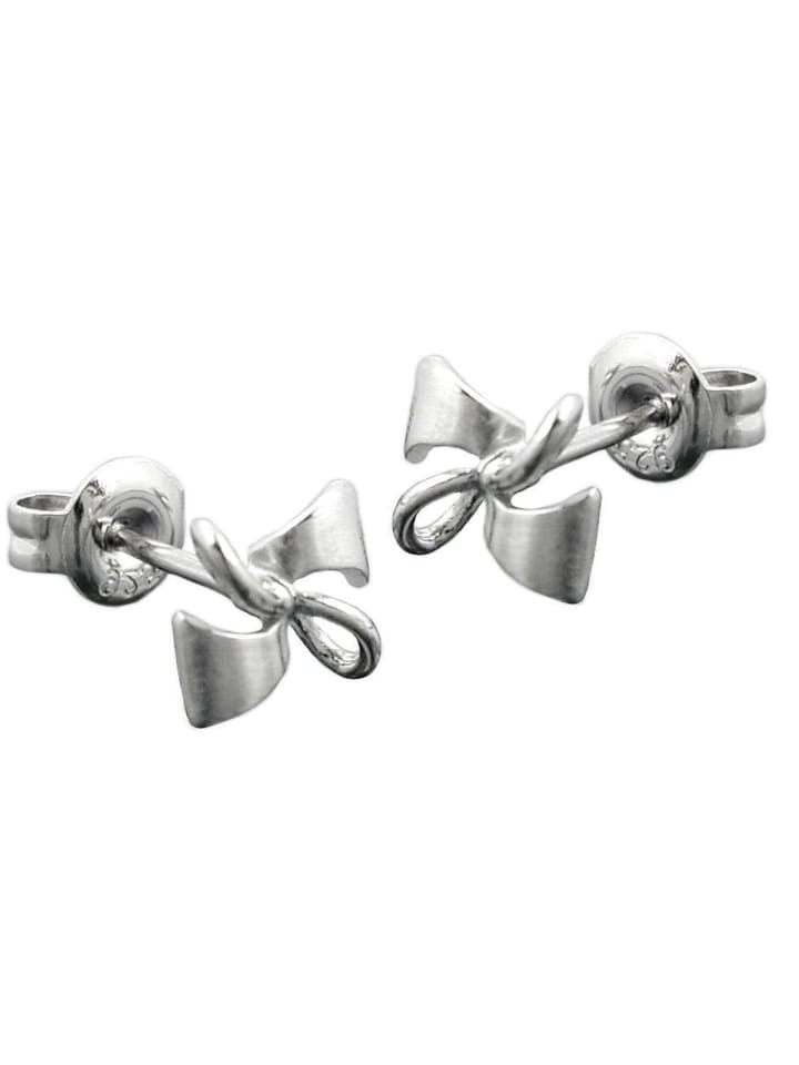Stecker 6x8mm Schleife teilmatt rhodiniert Silber 925 in silber