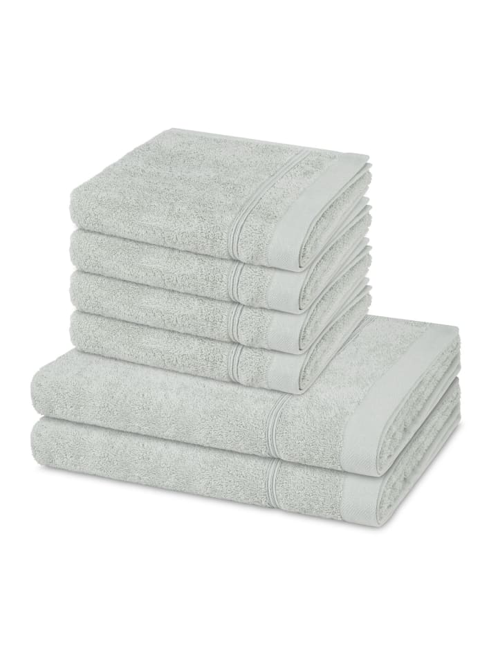 4 X Handtuch 2 X Duschtuch im Set Rubin in Eukalyptus