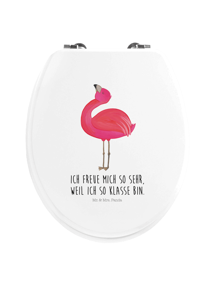 WC Sitz Flamingo Stolz mit Spruch in Weiß