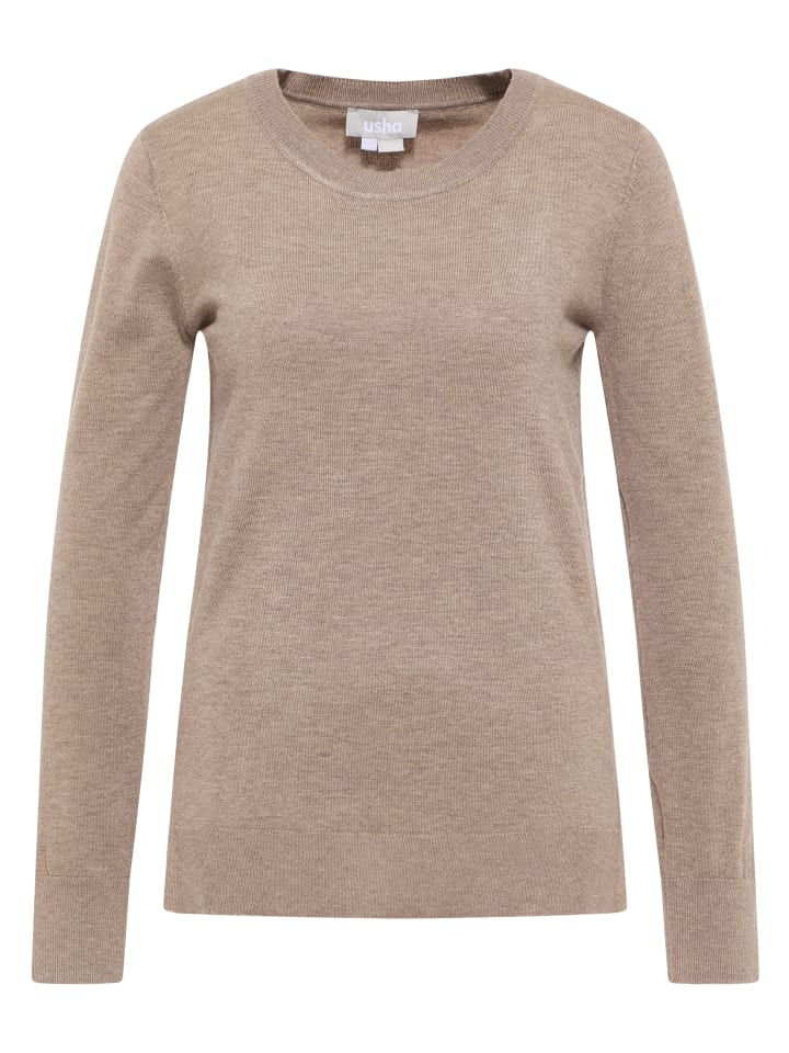 Damen Rundhalspullover in Taupe