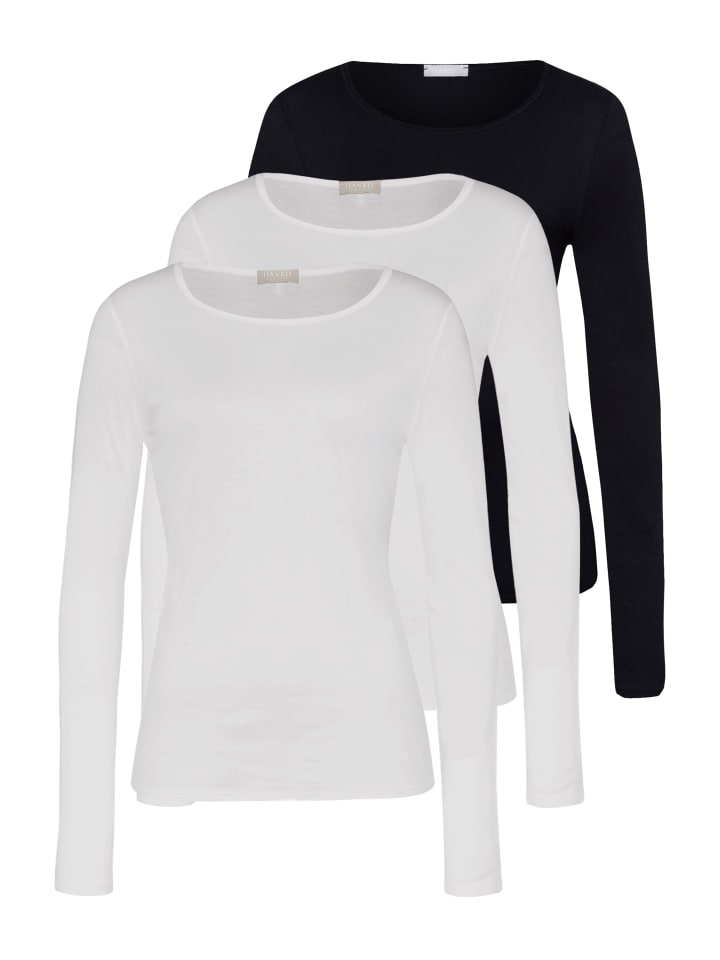 Unterhemd / Shirt Langarm Ultralight in Weiß / schwarz