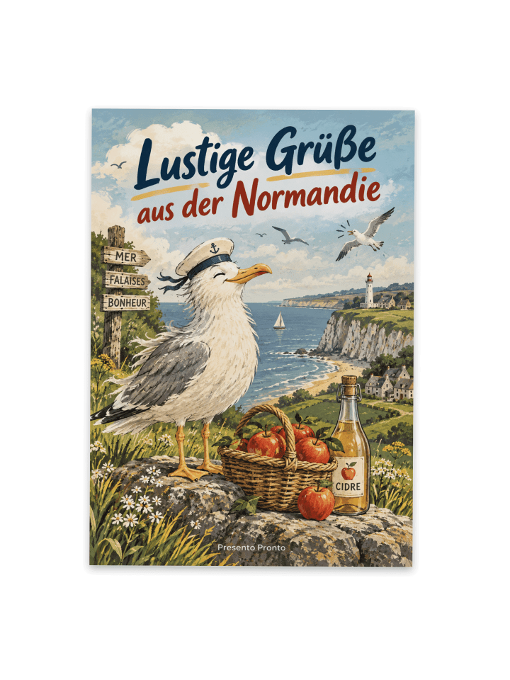 Postkarte Möwe nostalgisch Design mit Spruch in Weiß