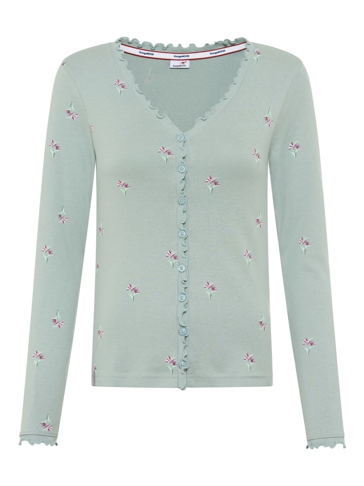 Langarmshirt in grau-grün