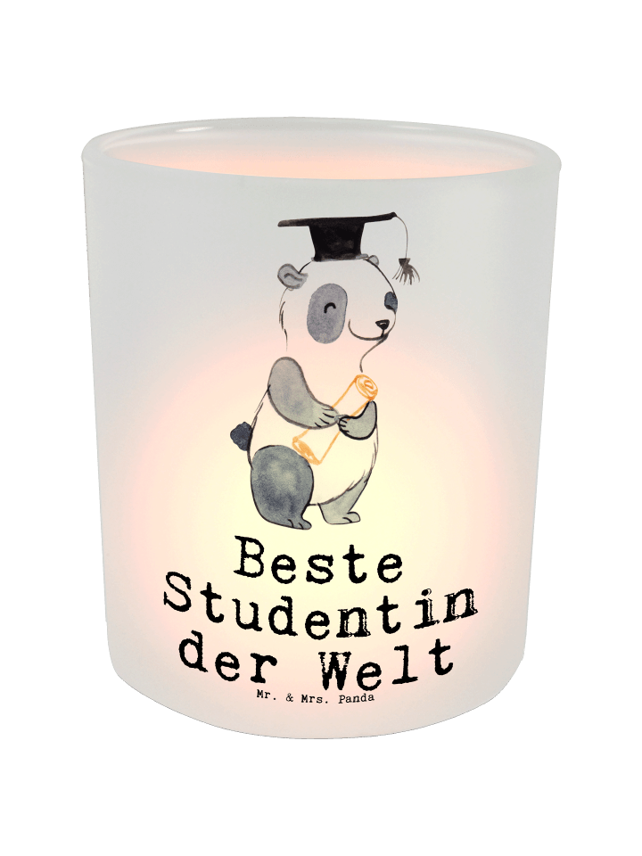 Windlicht Pinguin Beste Studentin der Welt mit ... in Transparent