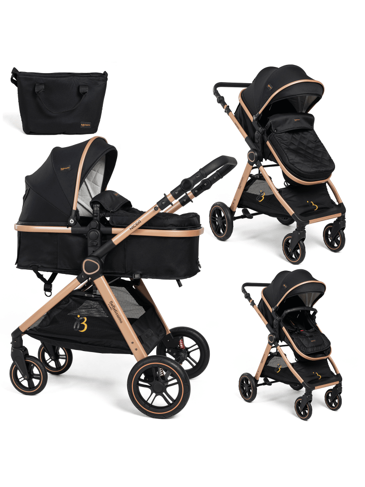 2 en 1 Kinderwagen - Wickeltasche - Nicea in Schwarz
