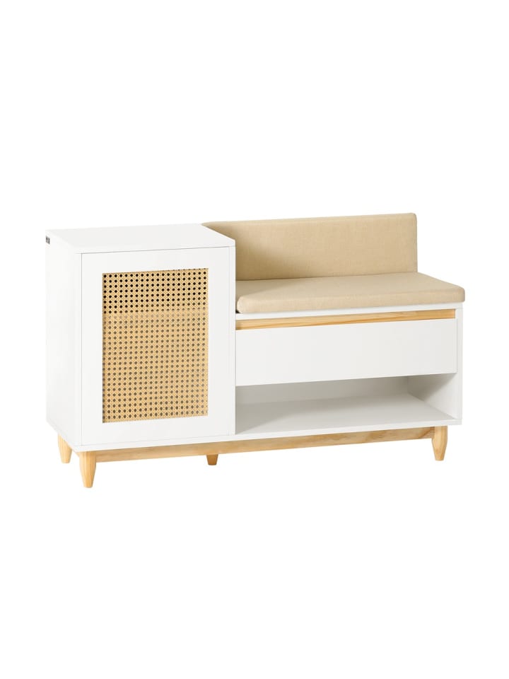 Schuhbank in Mattweiß - (W) 45 x (H) 60 x (L) 100 cm