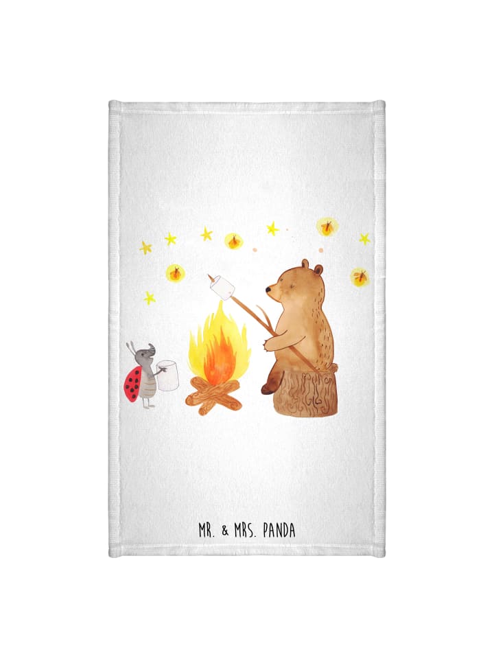 Handtuch Bär & Marienkäfer Lagerfeuer ohne Spruch in Weiß