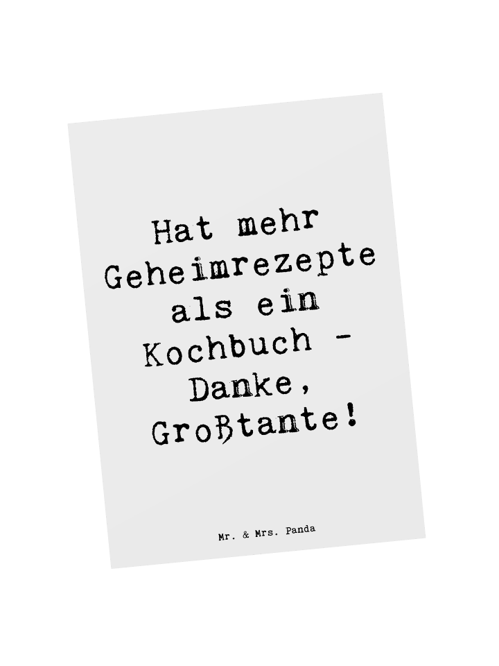 Postkarte Geheimrezepte Großtante mit Spruch in Weiß