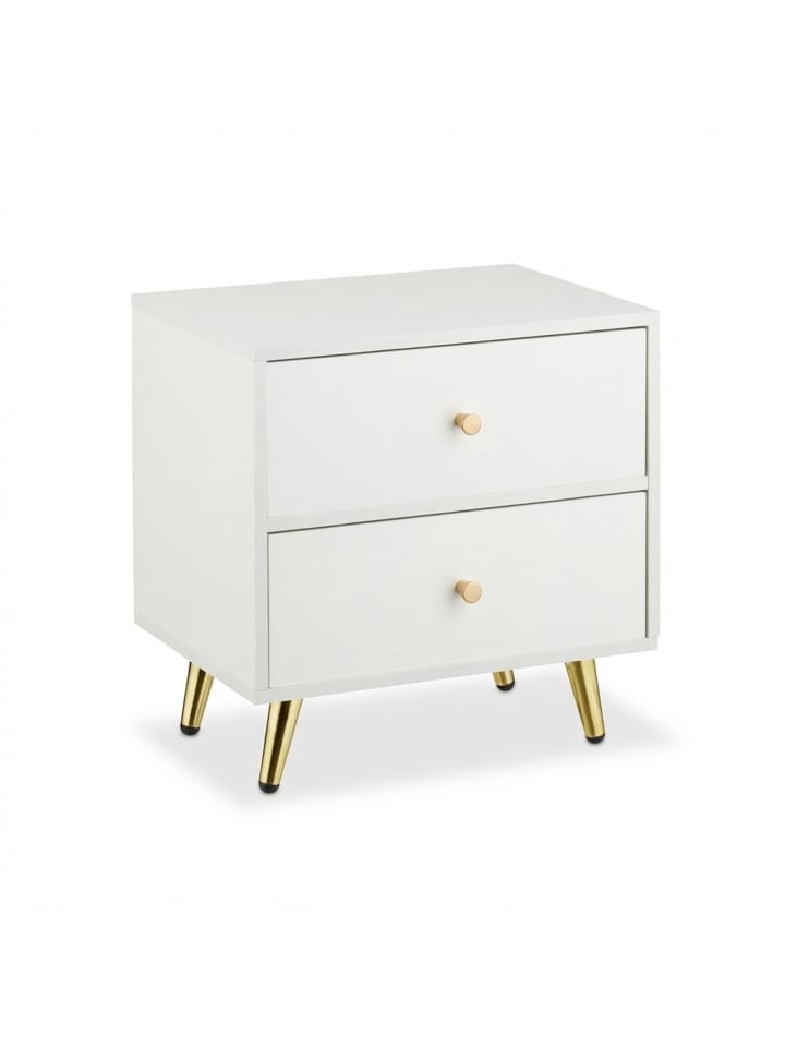 2 x Nachttisch in Weiß/ Gold - (B)40 x (H)41,5 x (T)32,5 cm