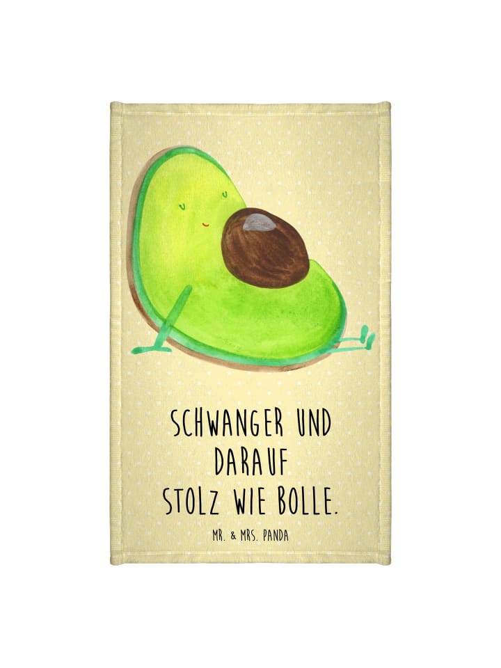 Handtuch Avocado Schwangerschaft mit Spruch in Gelb Pastell