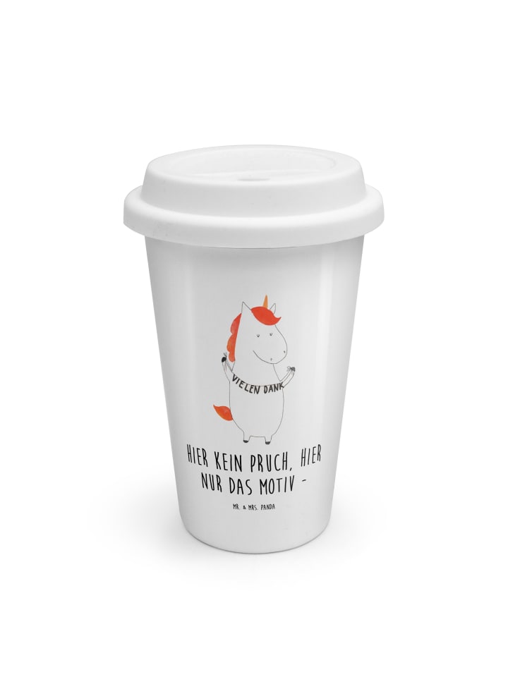 Keramikbecher Einhorn Dankeschön mit Spruch in Weiß