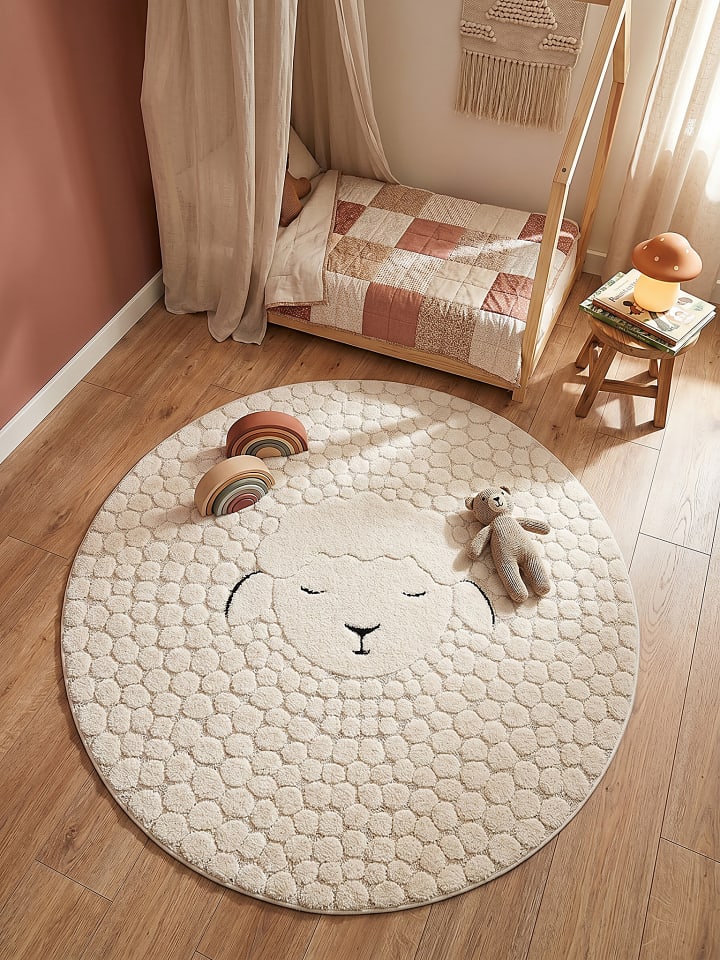 Teppich Kinderzimmer Kinder-Motiv Kinderzimmer pflegeleicht Spielzimmer in Creme
