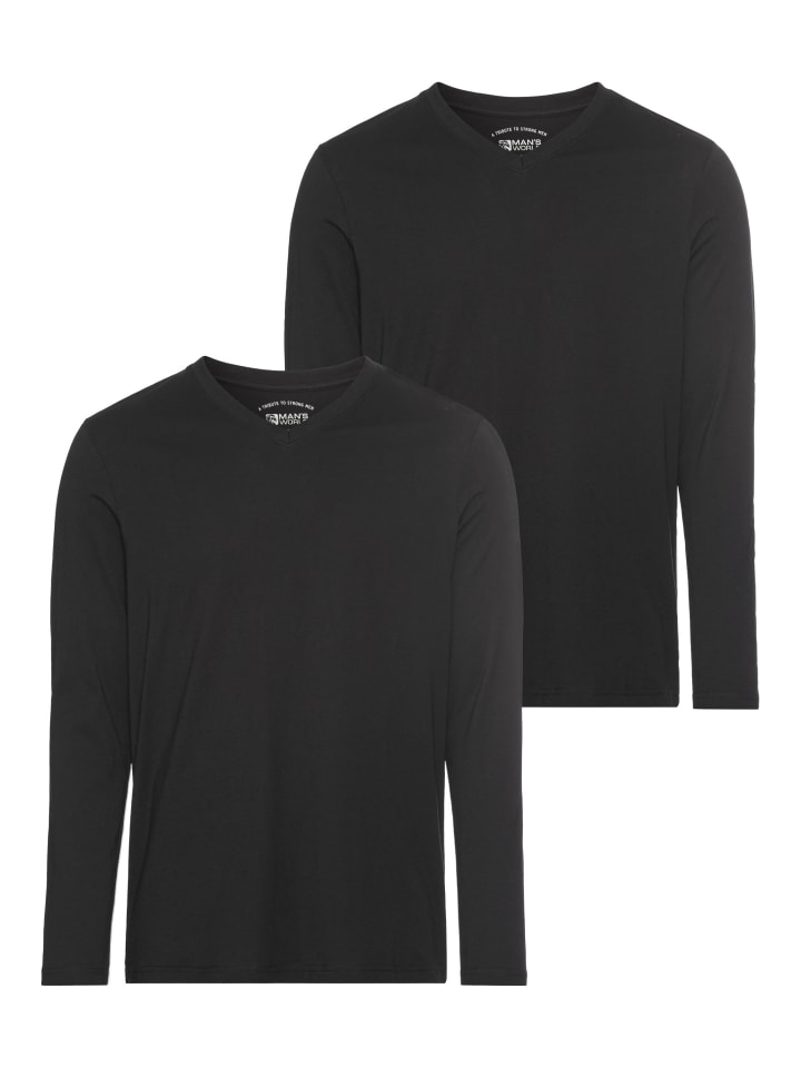 Langarmshirt in schwarz-schwarz