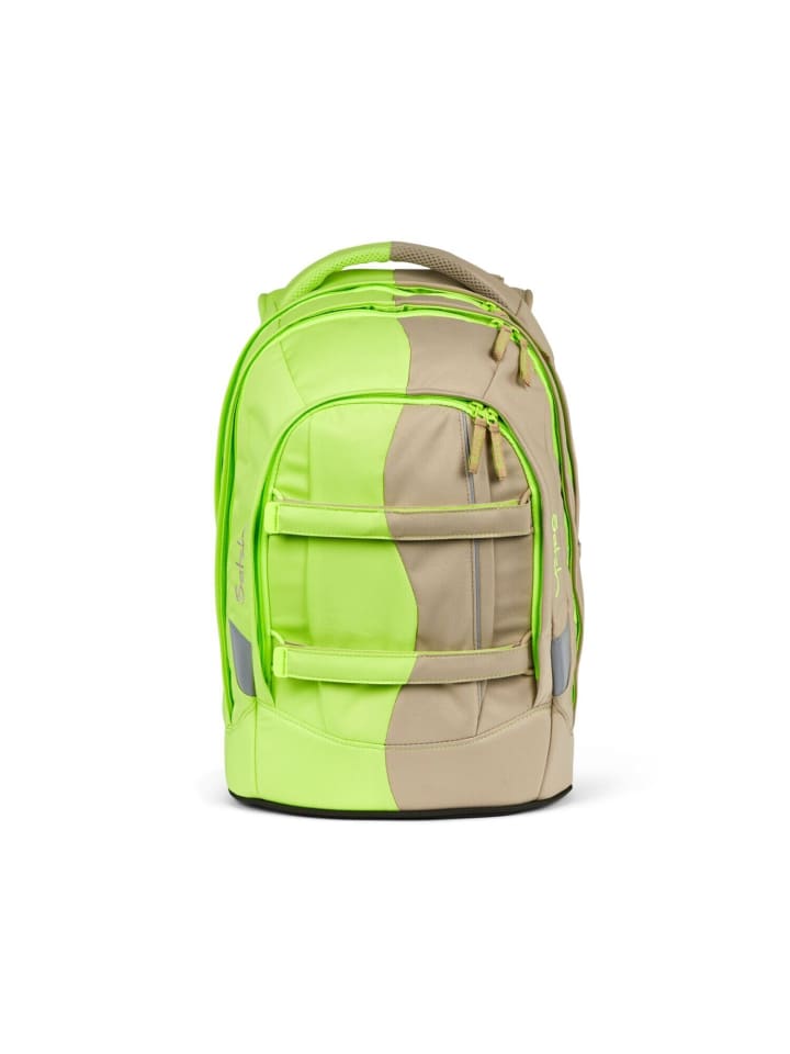 Schulrucksack Double Trouble in Neongelb-beige