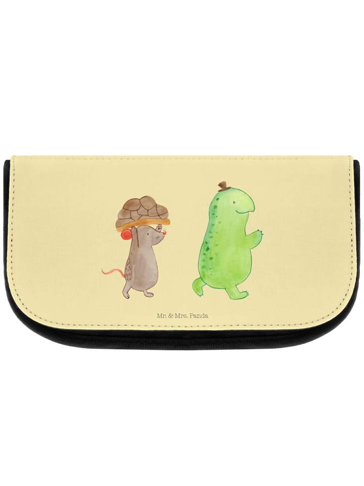 Kosmetiktasche Schildkröte Maus ohne Spruch in Gelb Pastell