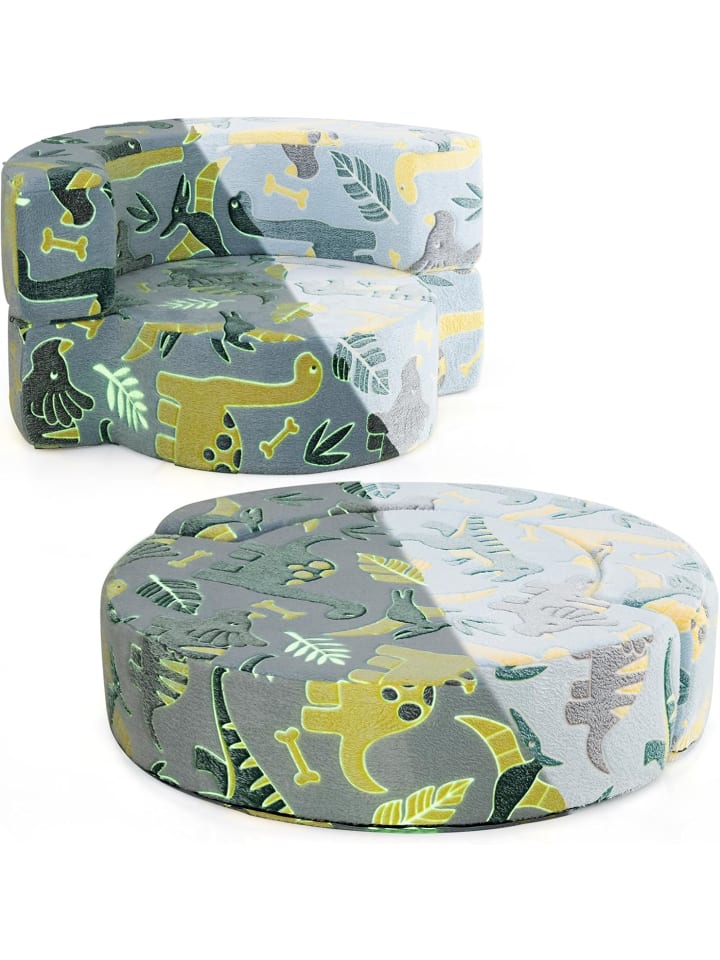 2 in 1 Kindersofa rund in Blau