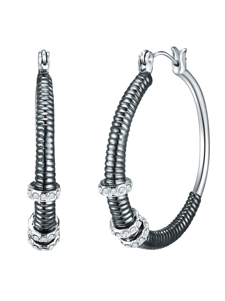 Creolen aus Metall-Legierung verziert mit Kristallen von Swarovski® in silber