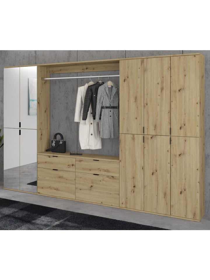 Garderoben-Set Eiche 273 cm, Komplettset mit flexibler Inneneinteilung