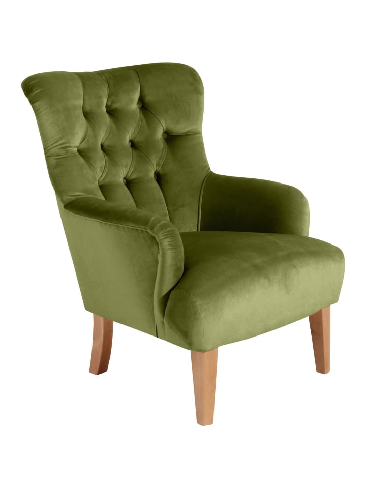 SESSEL Kaiya Bezug Samtvelours Buche natur / oliv