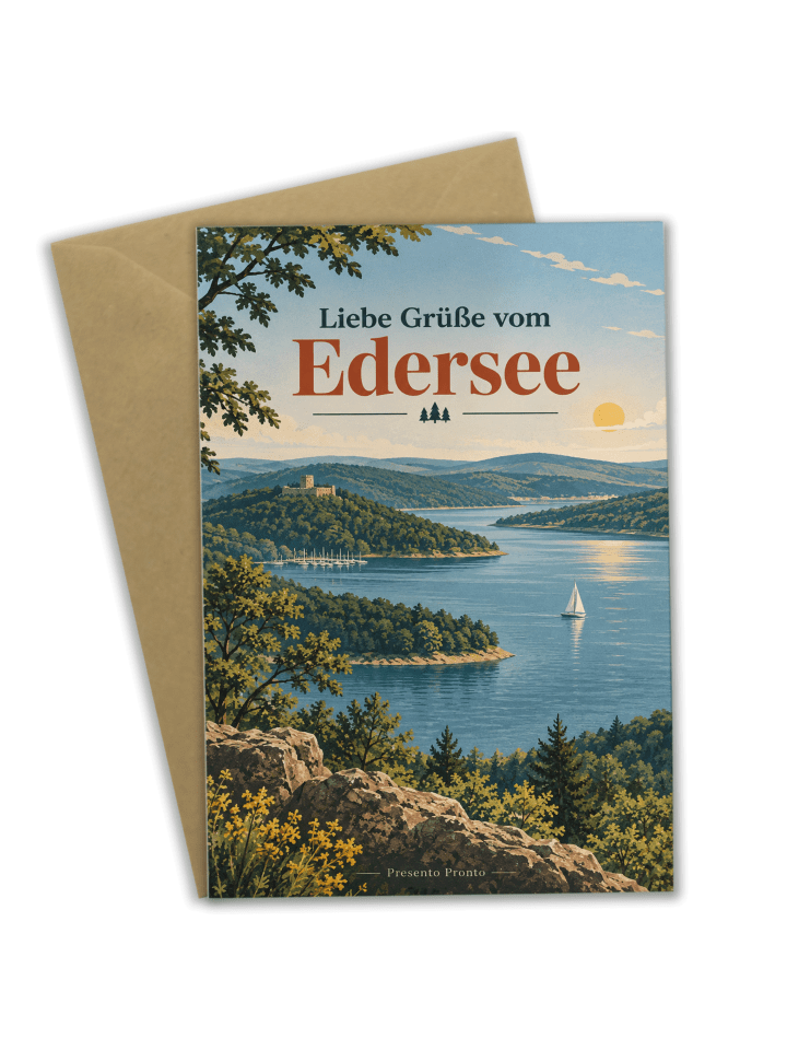 Klappkarte Landschaft idyllisch Design mit Spruch in Weiß